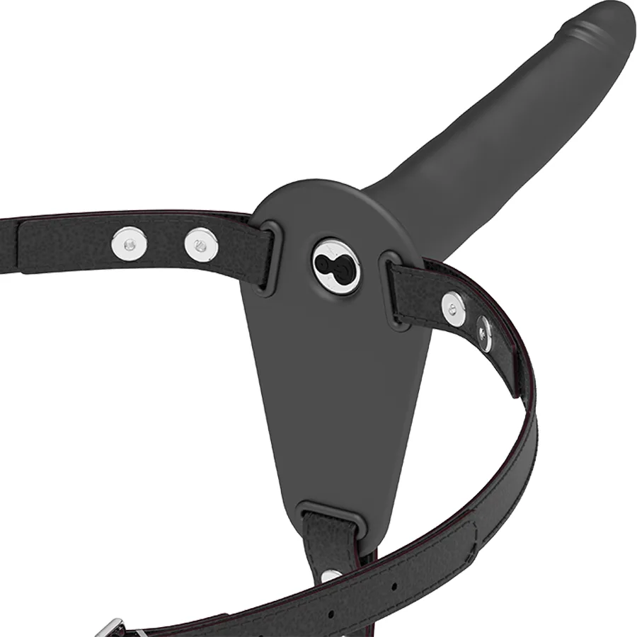 Fetish Submissive Harness - Black Silicone Vibrator 15 cm