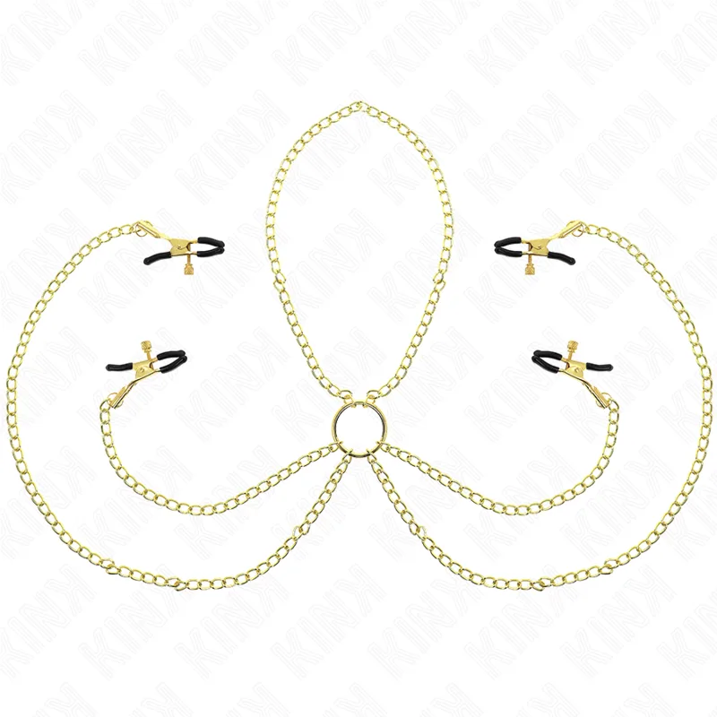 Kink - 4 Nipple and Clit Clamps Adjustable Gold