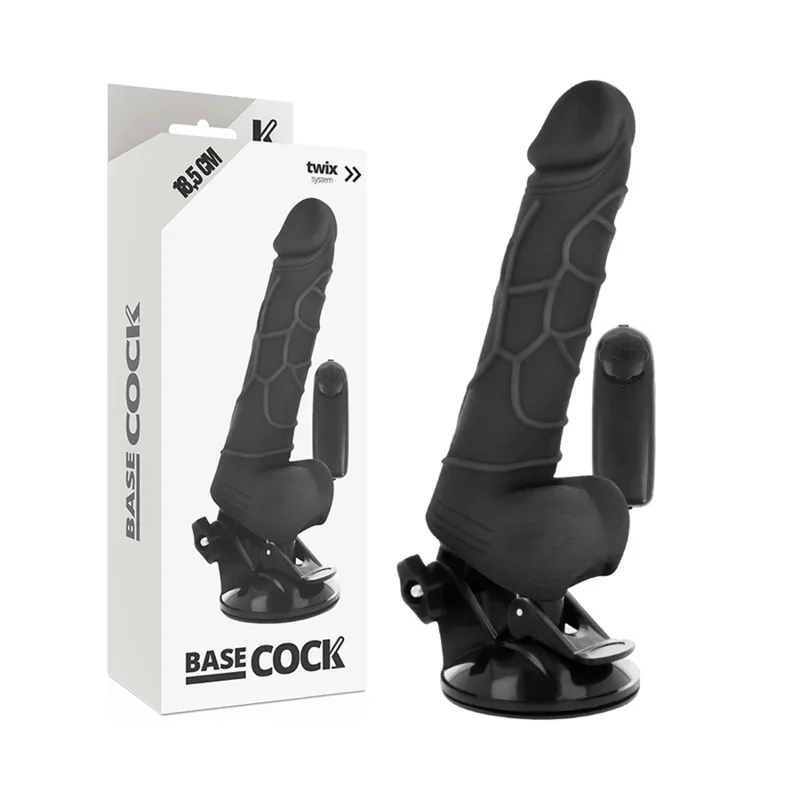 Basecock - Realistic Vibrator Remote Control Black 18.5 cm -O- 4cm
