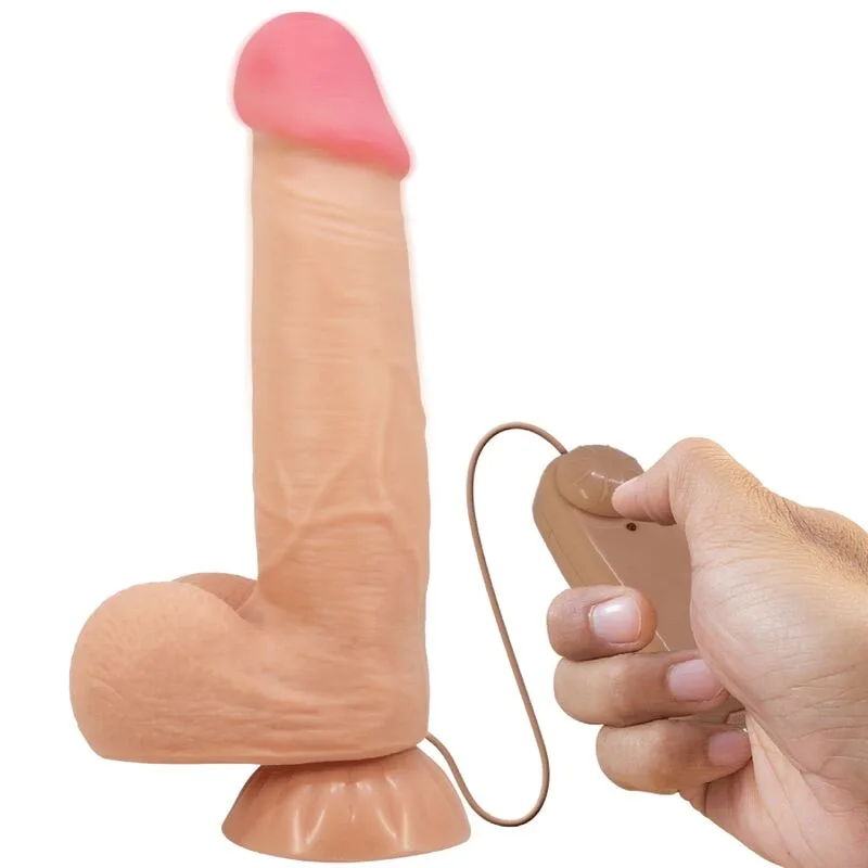 Pretty Love - Sliding Skin Series Realistic Dildo with Sliding Skin Suction Cup Remote Control Flesh 21.8 cm