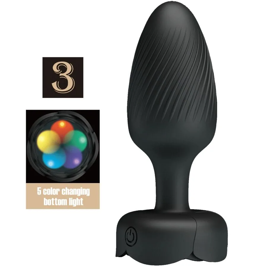Pretty Love - Osborn Anal Plug with LED Light Black 9.8 cm