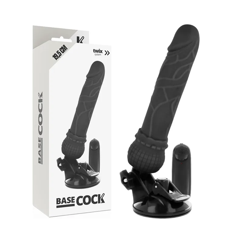 Basecock - Realistic Vibrator Remote Control Black 19.5 cm -O- 4 cm