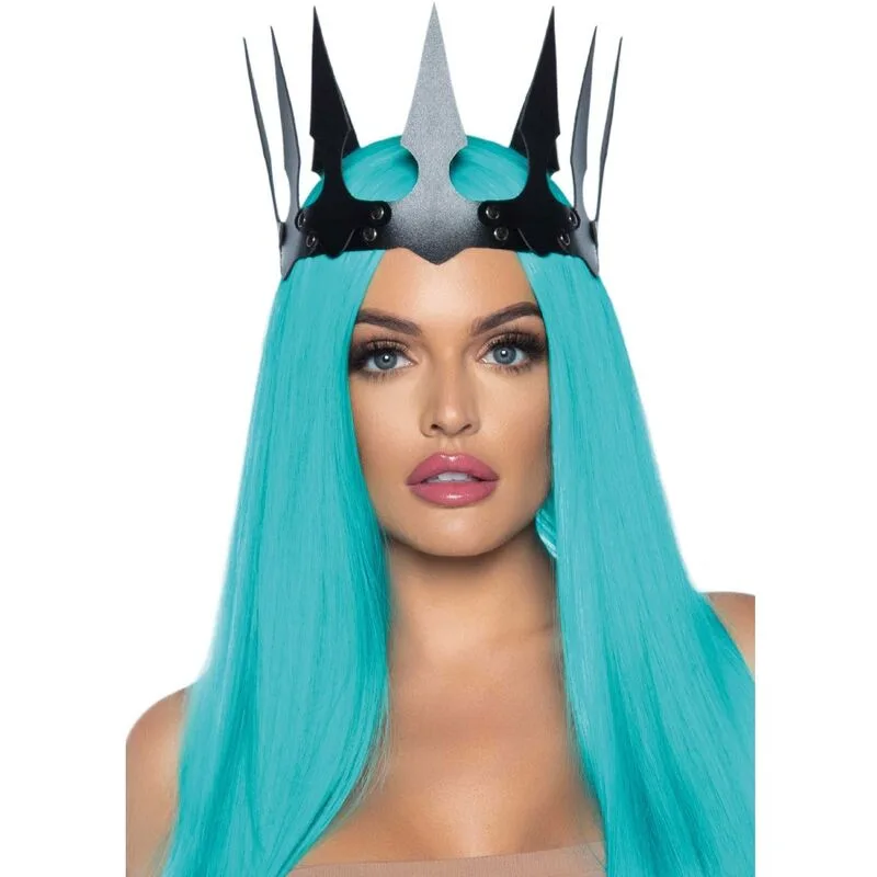 Leg Avenue - Synthetic Leather Maleficent Crown with Studs Black