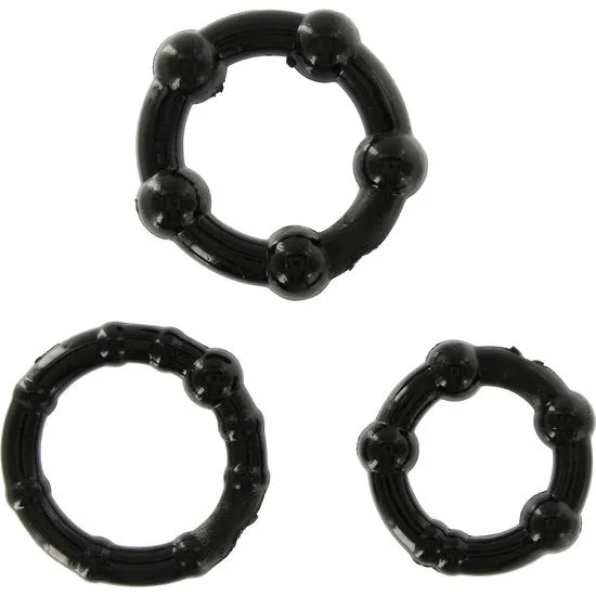 Seven Creations - Set of Three Black Penis Rings