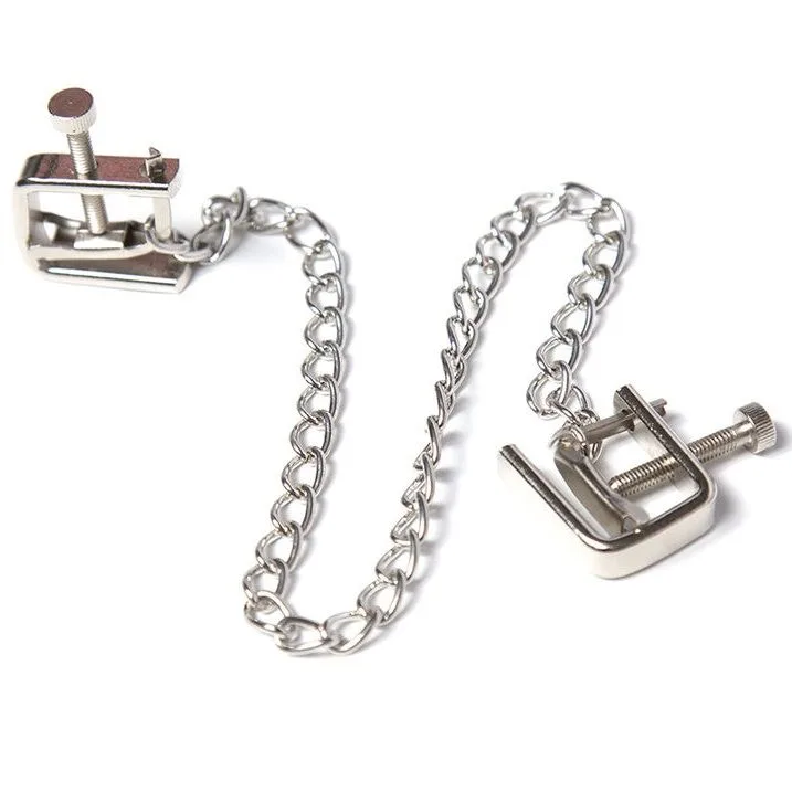 Ohmama Fetish - Metal Screw Clamps with Chain