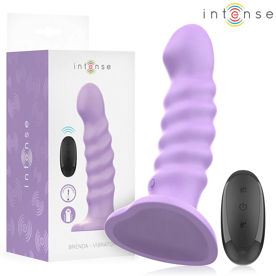 Intense - Brenda Vibrator Size M Spiral Design 10 Vibrations Purple Remote Control