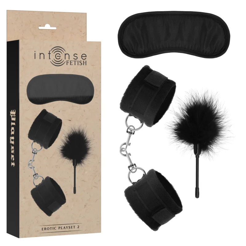 Intense - Fetish Erotic Playset 2 with Handcuffs, Blind Mask and Tickler