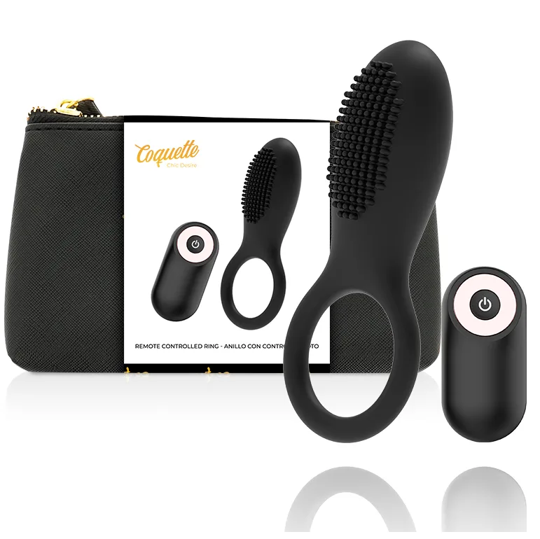 Coquette Chic Desire - Cock Ring Remote Control Rechargeable Black/ Gold