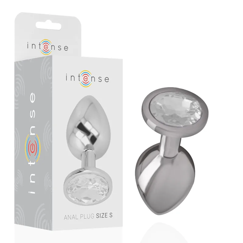 Intense - Aluminum Metal Anal Plug with Silver Crystal Size S