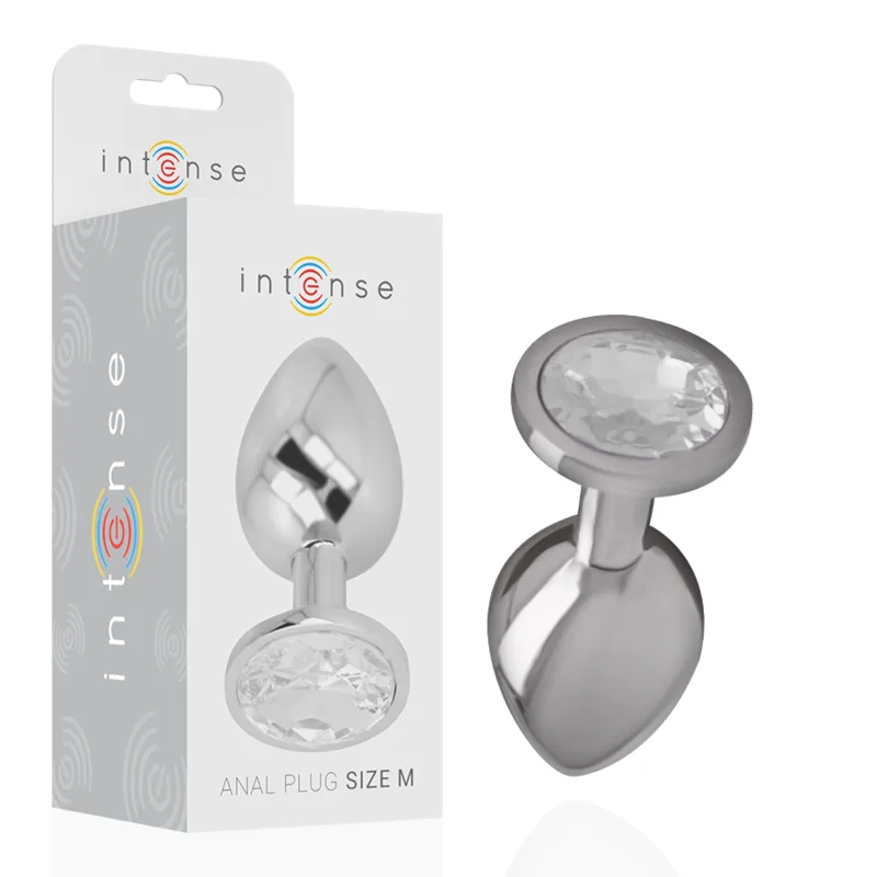 Intense - Aluminum Metal Anal Plug with Silver Crystal Size M