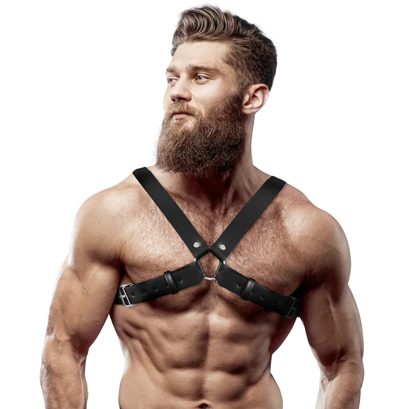 Fetish Submissive Attitude - Mens Adjustable Eco-Leather Cross Chest Bulldog Harness