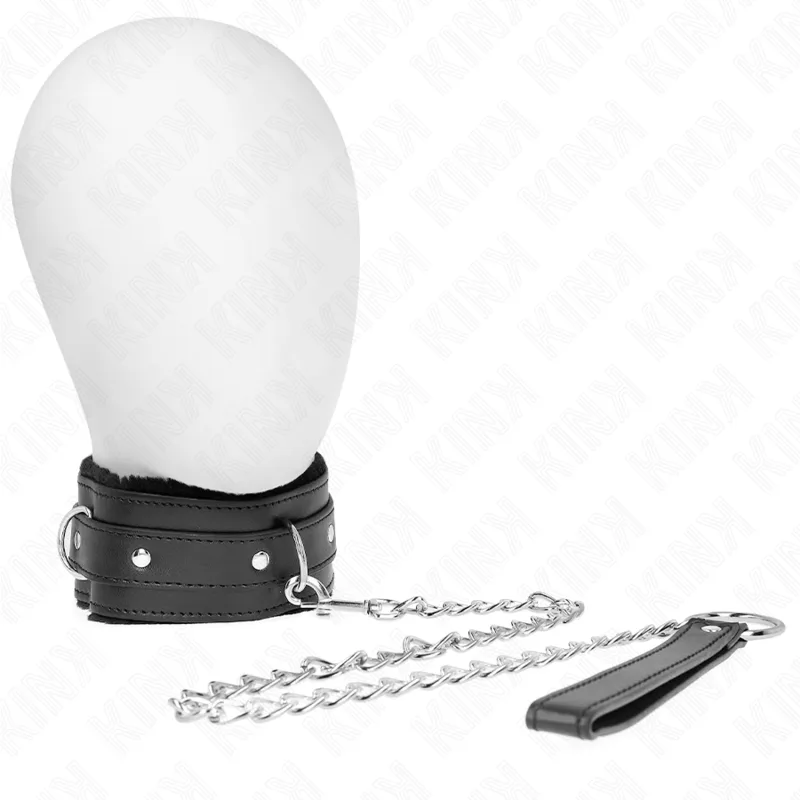 Kink - Collar with Leash 65 cm with Restrictions Black 36-42 cm X 5.5 cm