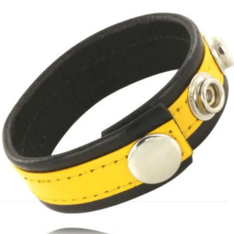 Pele Body - Cinta de Couro Ajustvel Pénis Amarelo-Preto