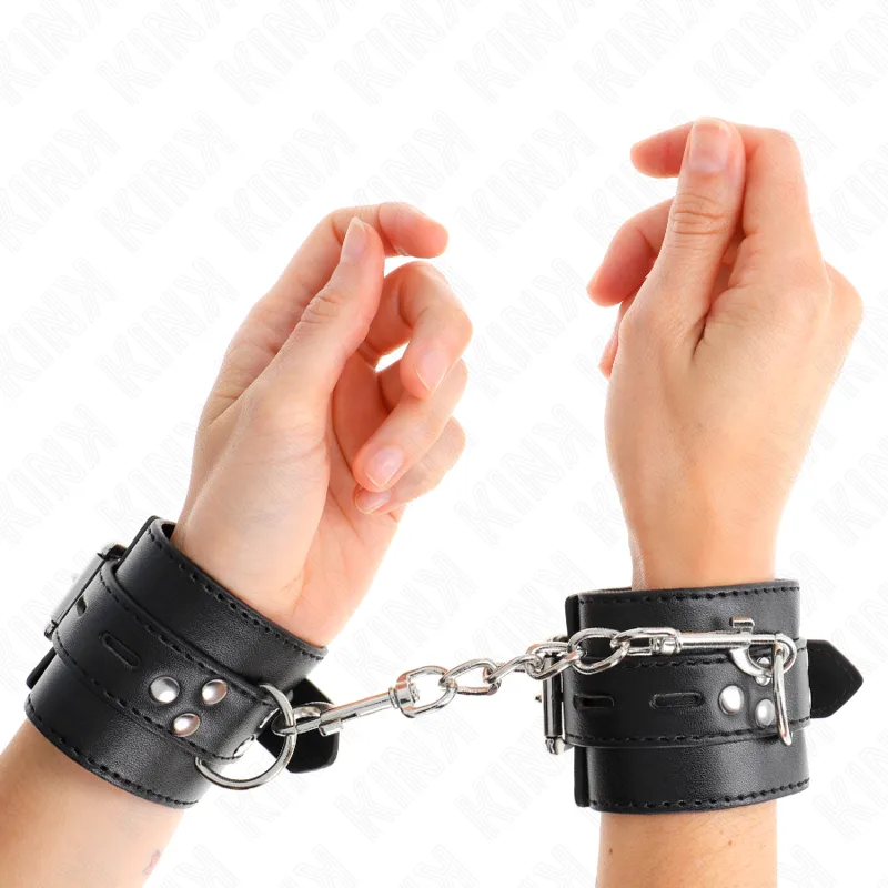 Kink - Wrist Restraints Black with Black Belt Adjustable 17-28 cm X 6 cm