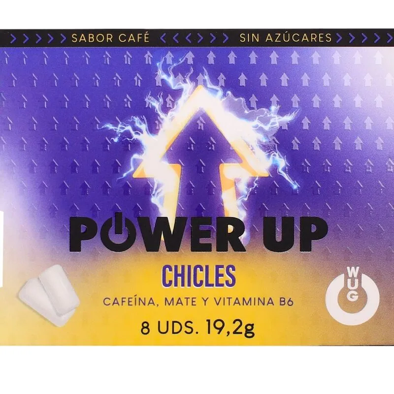 WUG Power Up - Energy Chewing Gum for Concentration and Endurance BLISTER 8 UNITS