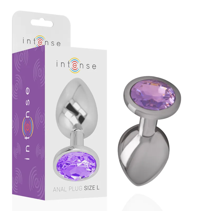 Intense - Aluminum Metal Anal Plug with Violet Crystal Size S
