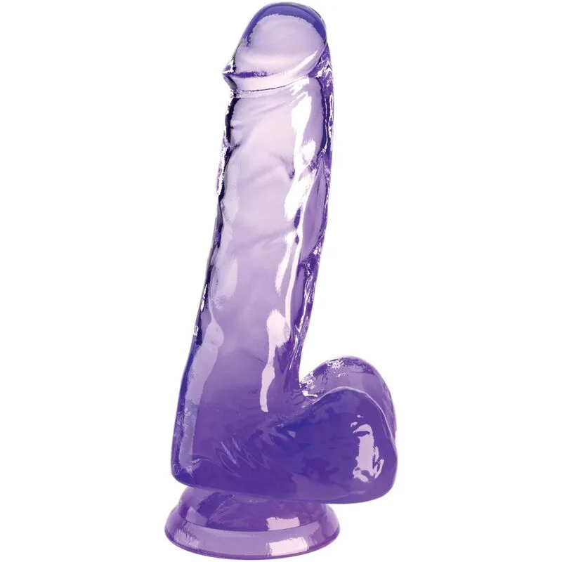 King Cock - Clear Realistic Penis with Balls 13.5 cm Purple