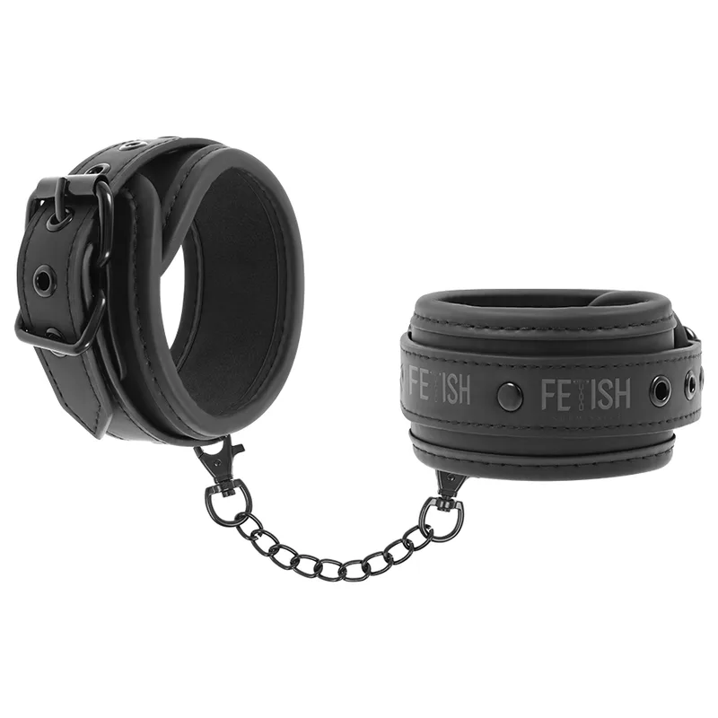 Fetish Submissive - Vegan Leather Handcuffs with Noprene Lining