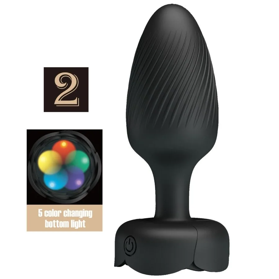 Pretty Love - Varian Anal Plug with LED Light Black 10.8 cm