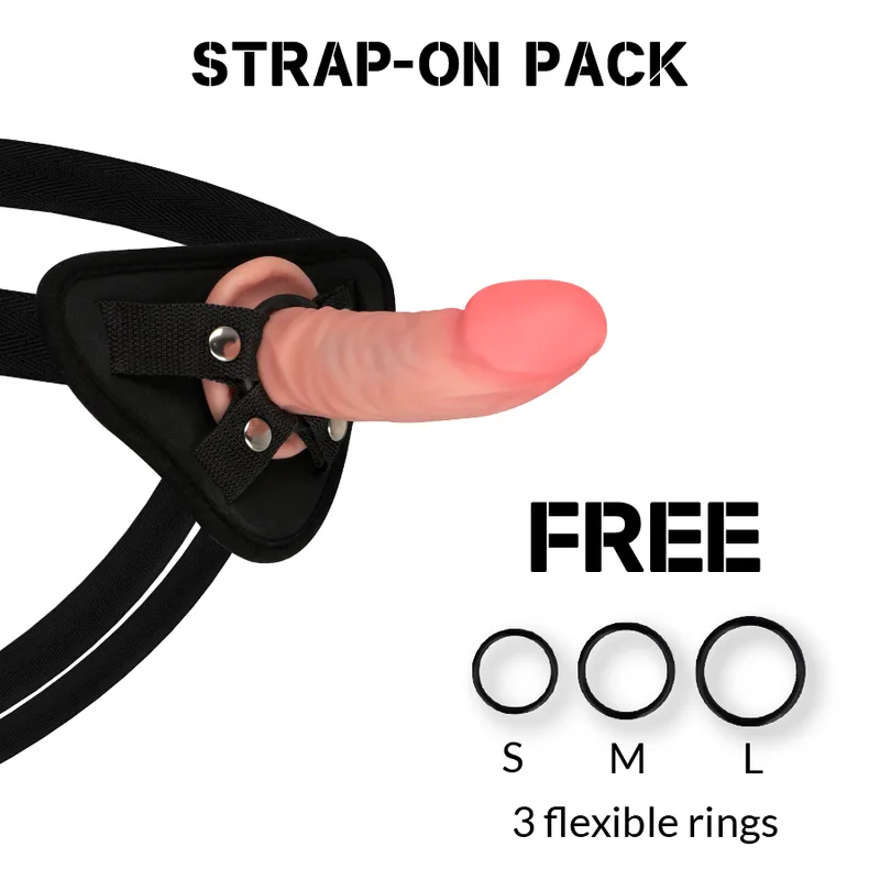 Rockarmy - Arnês + Dildo Realístico Tigre de Dual Densidade 14 cm -o- 4,46 cm