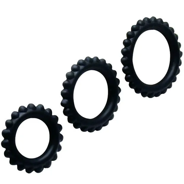 Baile - Titan Set 3Pcs Cock Ring Black 2.8 + 2.4 + 1.9 cm