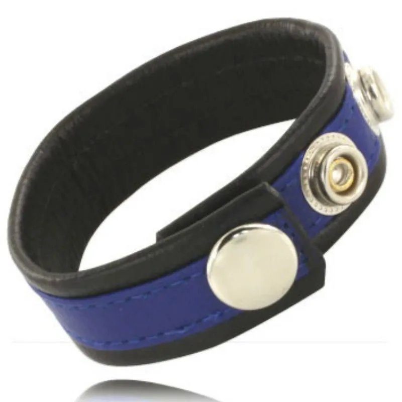 Leather Body - Adjustable Leather Strap for Penis Blue-Black