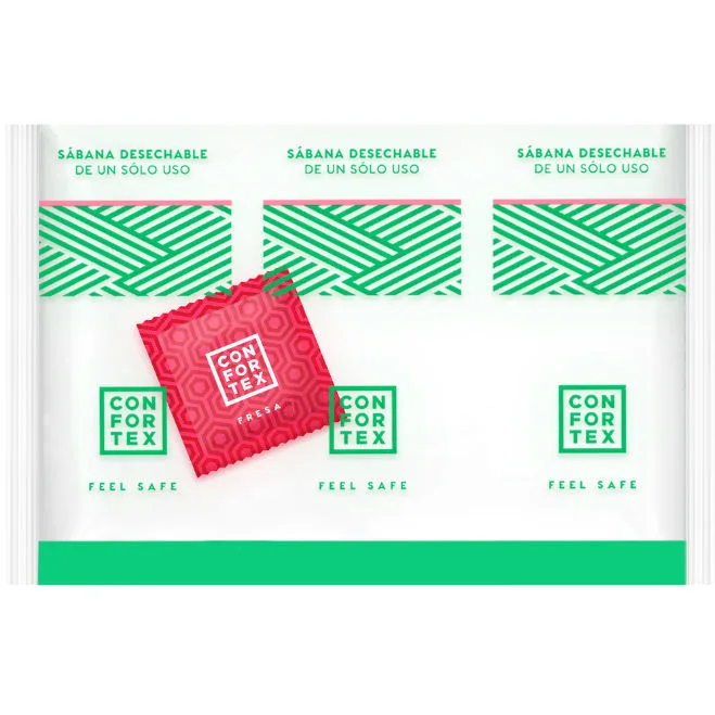 Confortex - Disposable Hygienic Sheets, Individual Bag + Strawberry Condom
