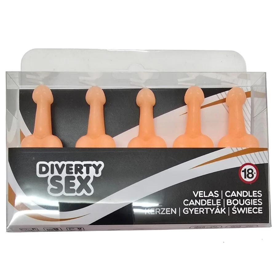 Diablo Picante - Box of 5 Flesh Penis-Shaped Candles