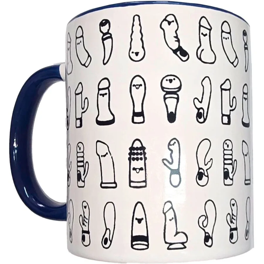Diablo Picante - White Vibrators Mug with Blue Handle 370 ml