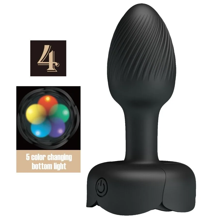 Pretty Love - Olman Plug Anal com Luz LED Preto 8,8 cm