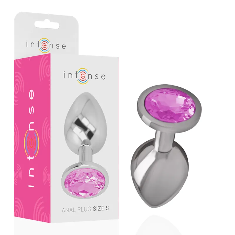 Intense - Aluminum Metal Anal Plug with Pink Crystal Size S