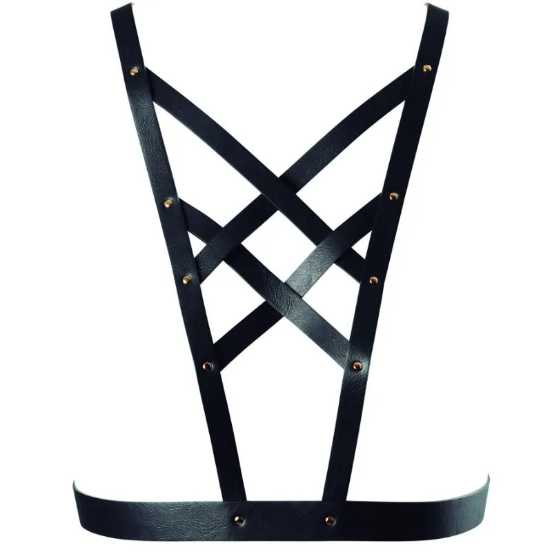 Bijoux - Indiscrets Maze Crossed Harness with Neckline Black