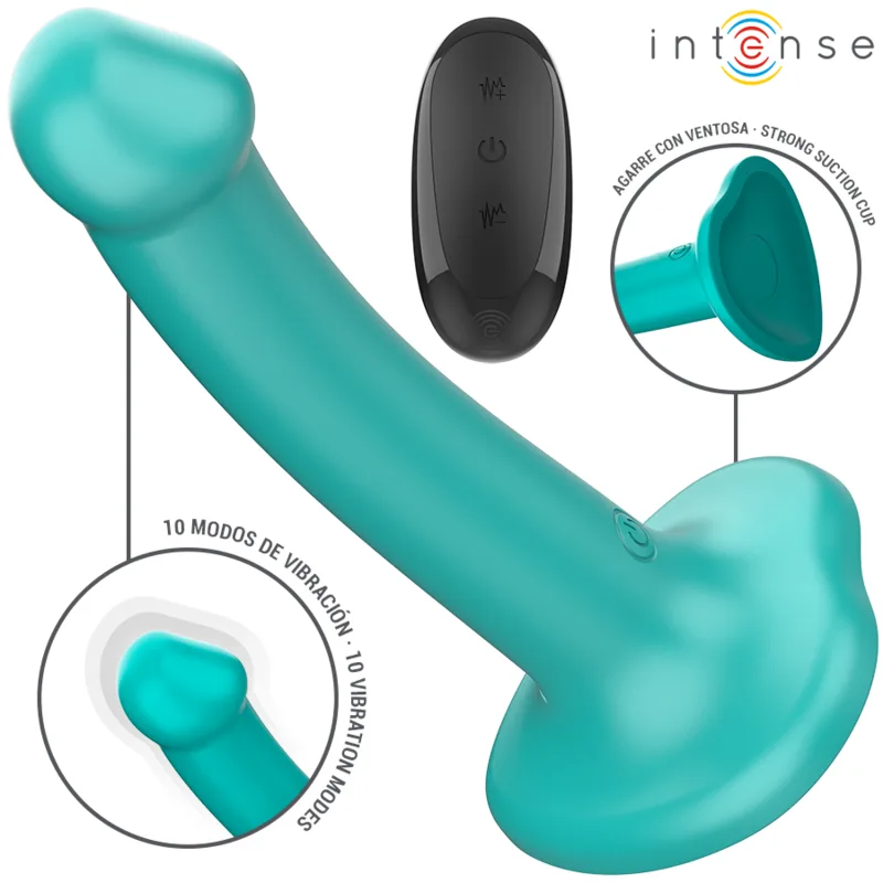 Intense - Katie Vibrator with Suction Cup 10 Vibrations Blue Remote Control