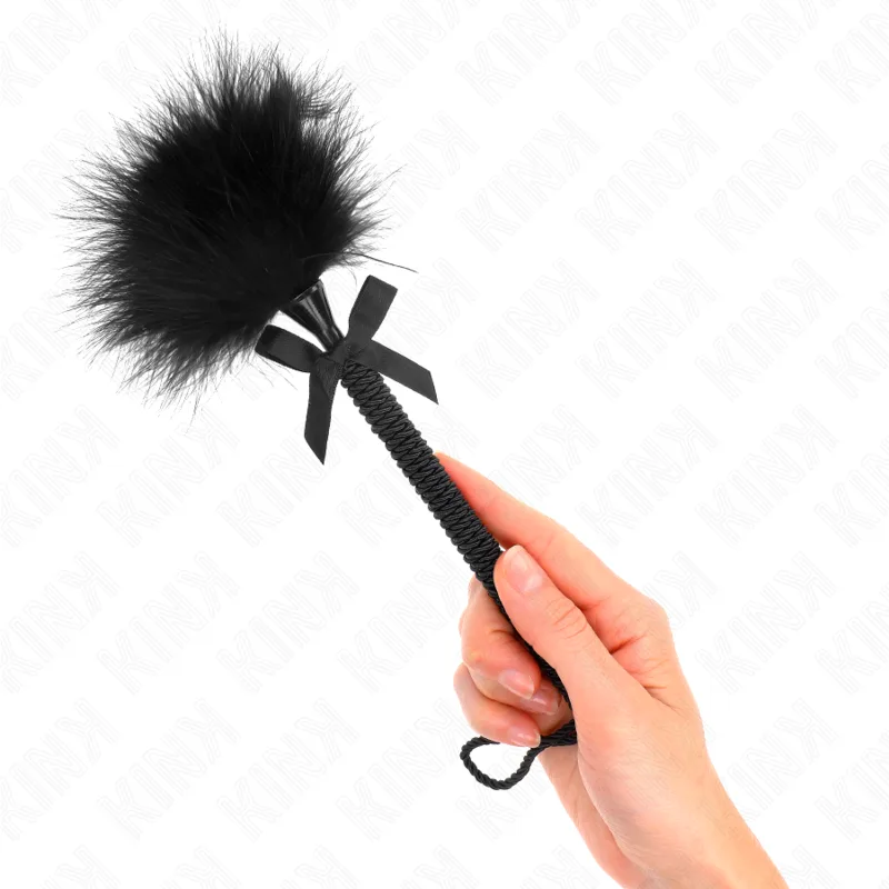 Kink - Nylon Rope Wand with Tickle Feathers and Black Bow 25 cm