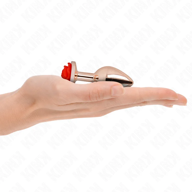 Kink - Pink Gold Anal Plug with Red Rose S