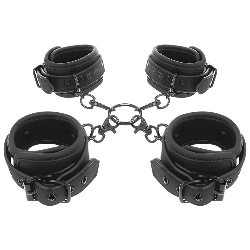 Fetish Submissive - Set of Hand and Ankle Handcuffs with Noprene Lining