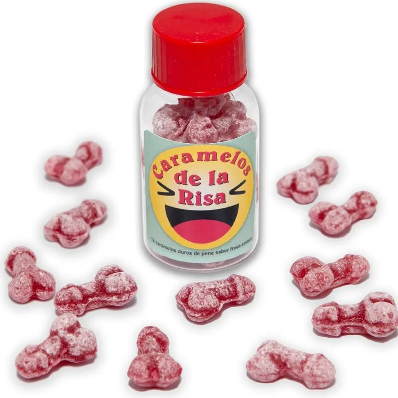 Diablo Picante - 12 Doces de Risada em Forma de Pénis Morango/Cereja