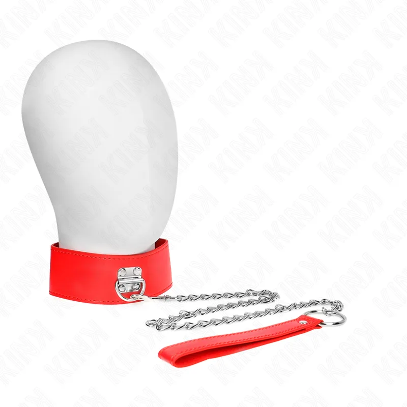 Kink - Necklace with Belt 65 cm with Wide Red Strap Adjustable 33.5-41 cm X 5 cm