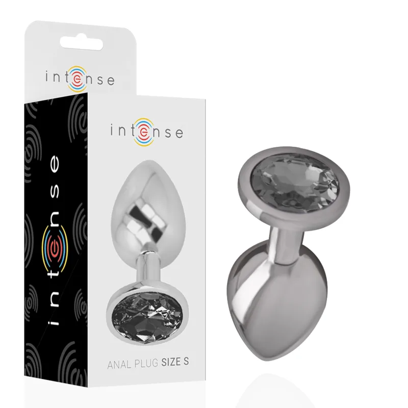 Intense - Aluminum Metal Anal Plug with Black Crystal Size S