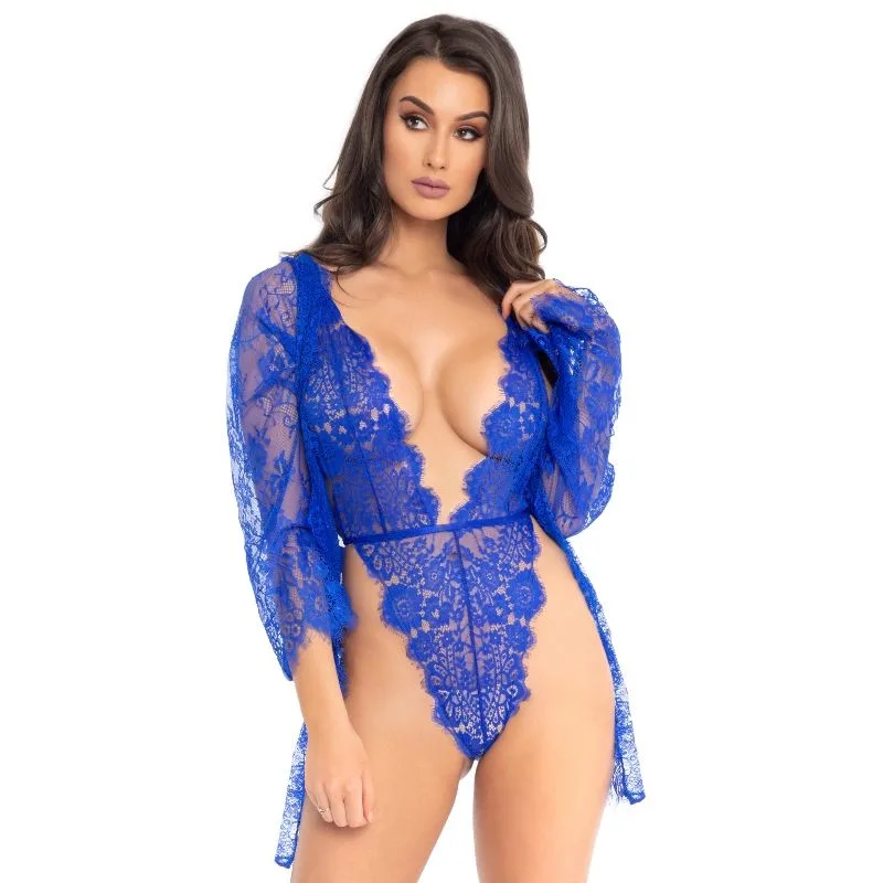 Leg Avenue - Teddy and Robe Blue S