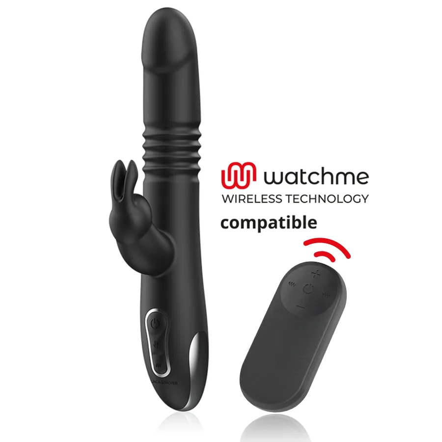 Black&Silver - Kenji Up & Down Rabbit Vibrator + Watchme Remote Control