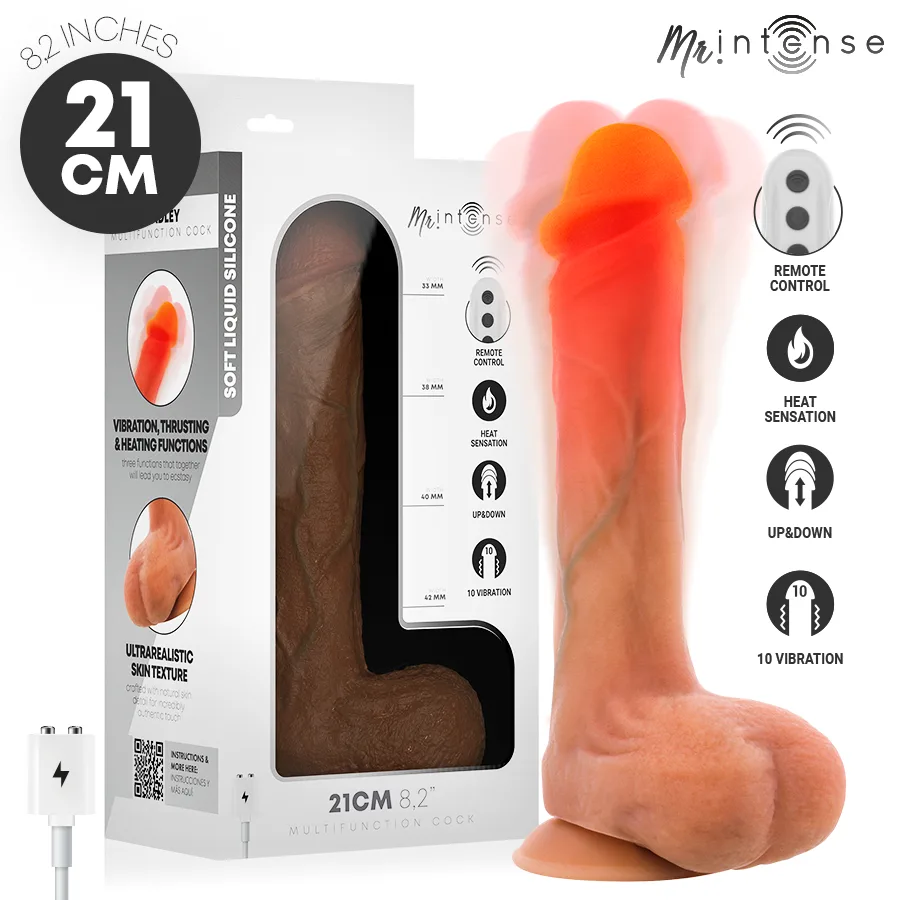 Mr Intense - Bradley Silicone Vibrating Dildo with Heat Effect and Remote Control 21 cm -Ø- 4.2 cm