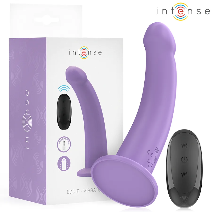 Intense - Eddie Vibrator 17.5 cm 10 Vibrations Purple Remote Control