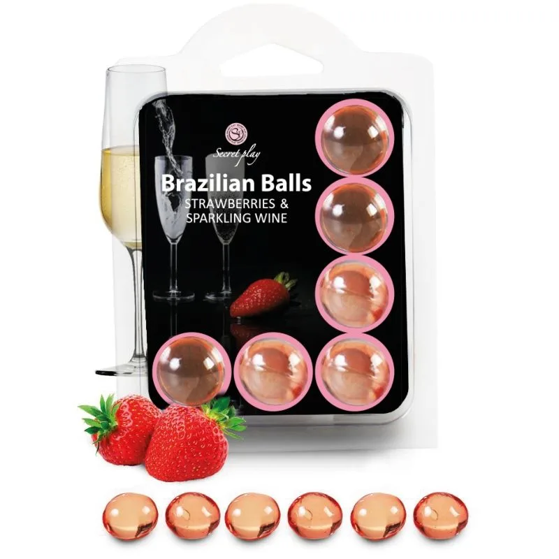 Secretplay - Set 6 Brazilians Balls Strawberries with Cava
