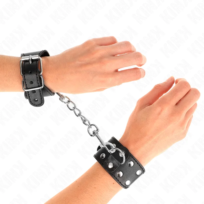 Kink - Wristbands with Double Line of Adjustable Studs Black