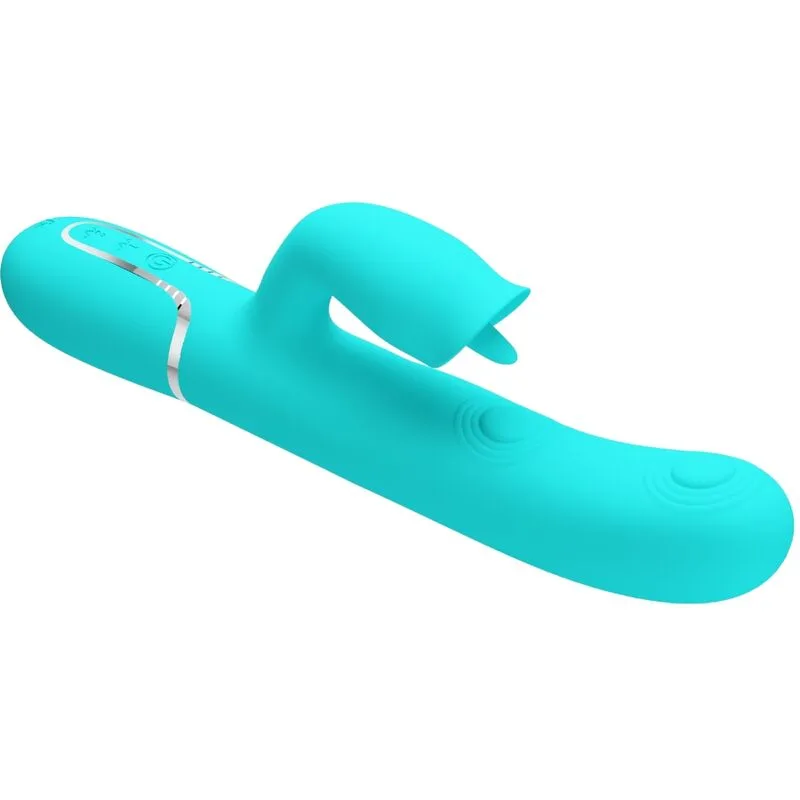 Pretty Love - Rabbit Vibrator with Licking Aqua Green
