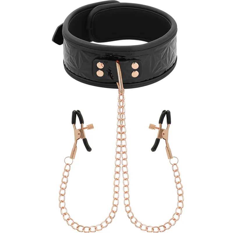 Begme - Black Edition Collar with Nipple Clamps with Neoprene Lining