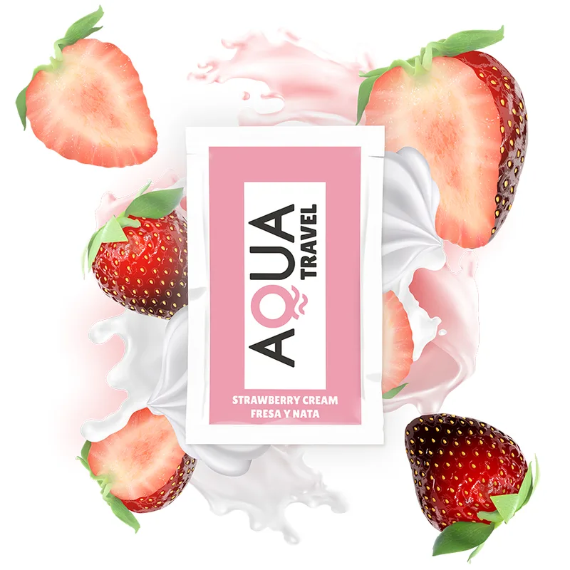 Aqua Travel - Strawberry Cream Flavour Waterbased Lubricant 6 ml