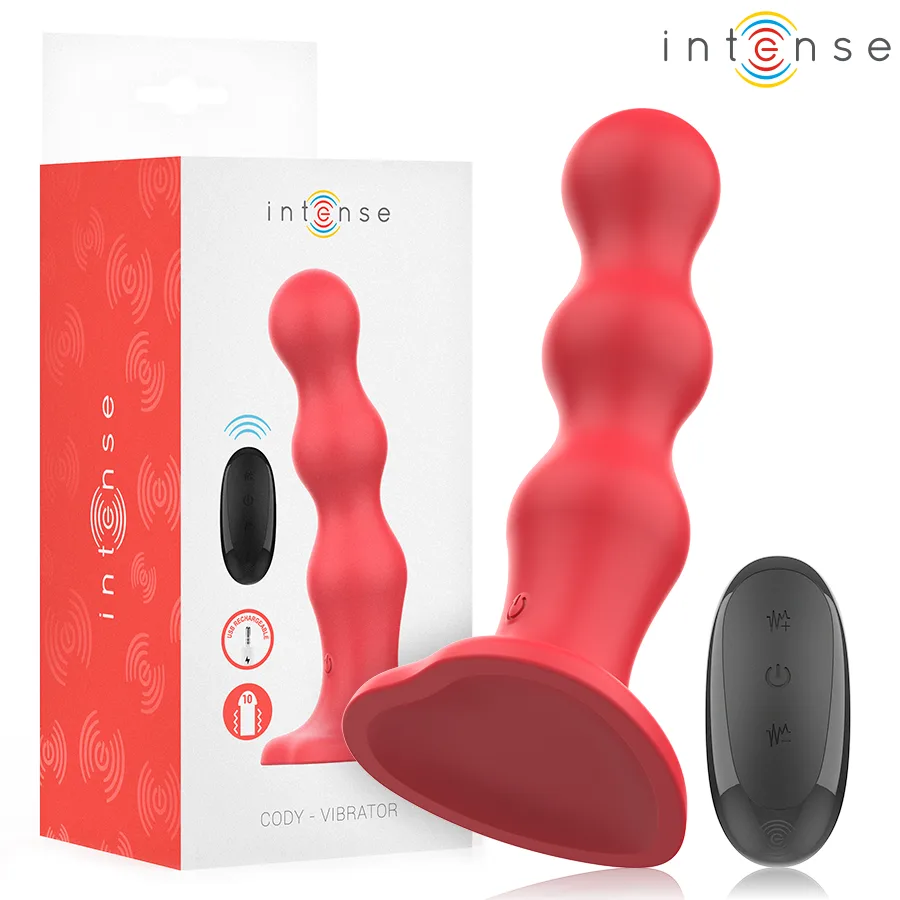 Intense - Cody Vibrador com Ventosa Vermelho Controle Remoto