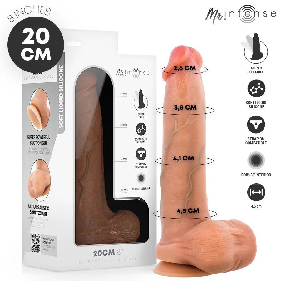 Mr Intense - Bruce M Silicone Dildo with Testicles 20 cm -Ø- 4.5 cm